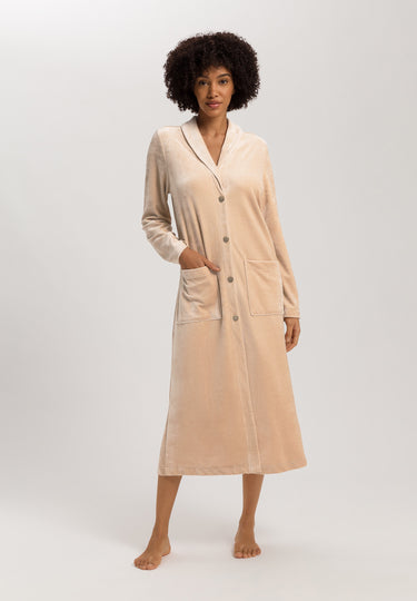 Favourites Shawl Collar Button Up Velvet Robe | Coffee Quartz 78169-2216